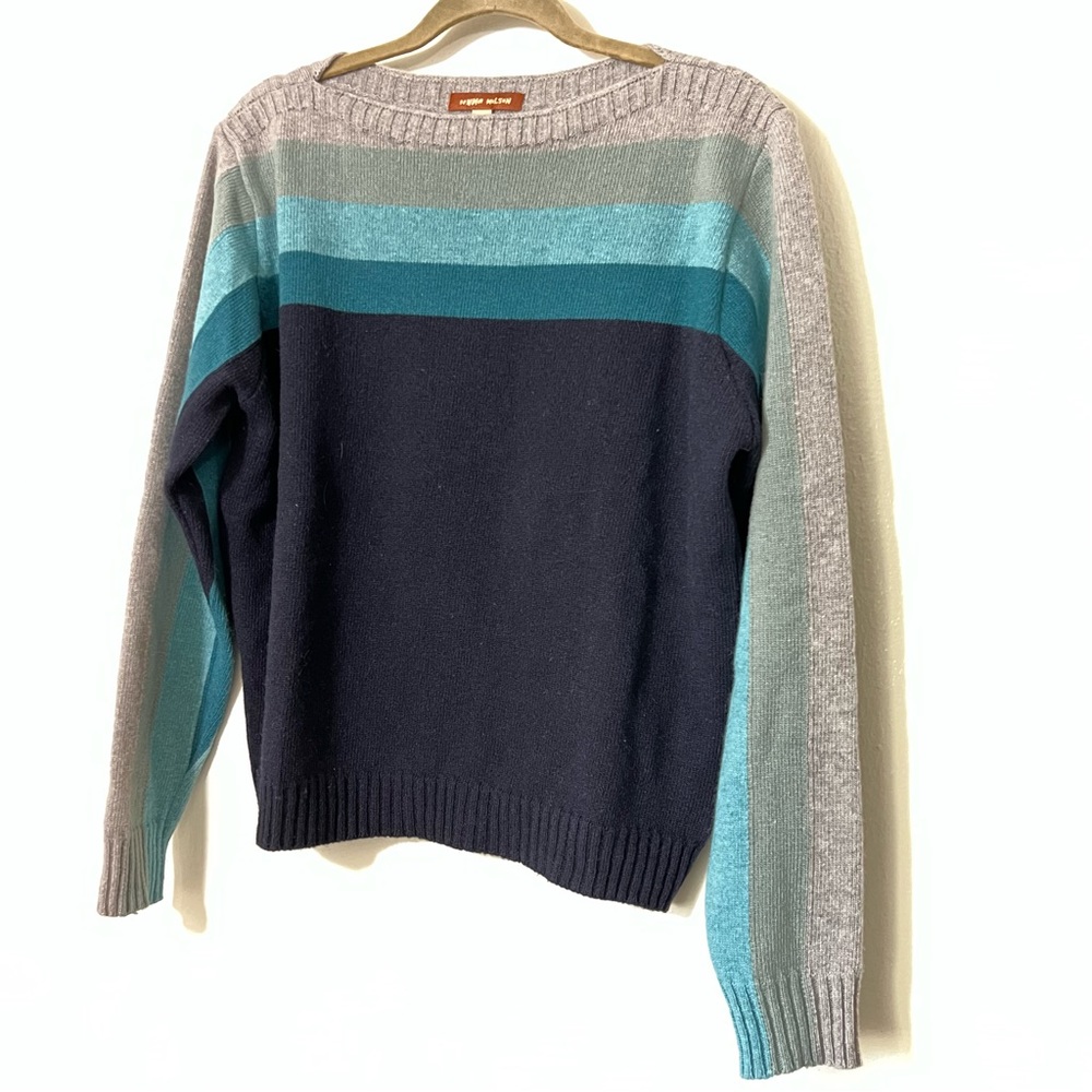 Donna Wilson Lambswool Knit Boat Neck Sweater Sz Large